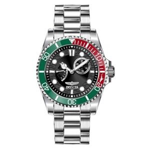 Invicta Two-Tone Silver Watch with Green and Red Accents